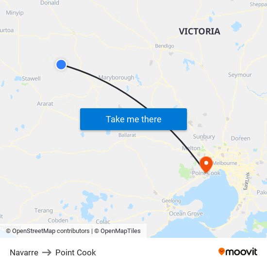 Navarre to Point Cook map