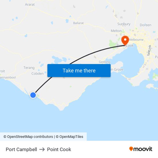 Port Campbell to Point Cook map