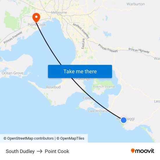 South Dudley to Point Cook map