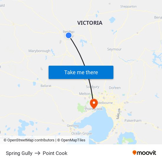 Spring Gully to Point Cook map