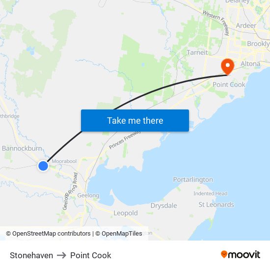 Stonehaven to Point Cook map