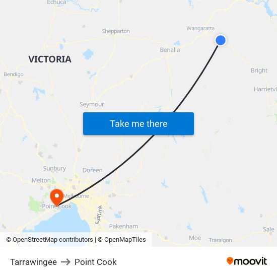 Tarrawingee to Point Cook map