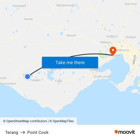 Terang to Point Cook map