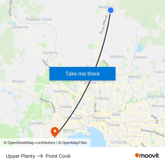 Upper Plenty to Point Cook map