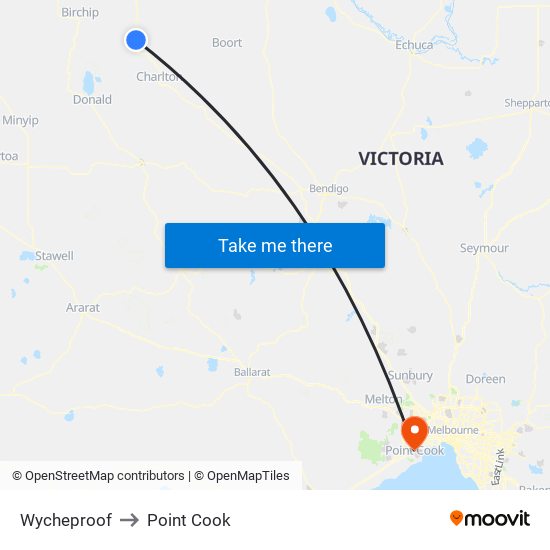 Wycheproof to Point Cook map