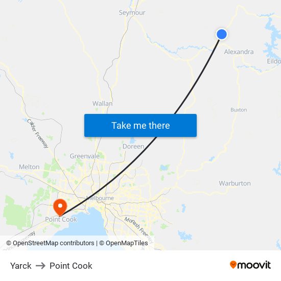 Yarck to Point Cook map