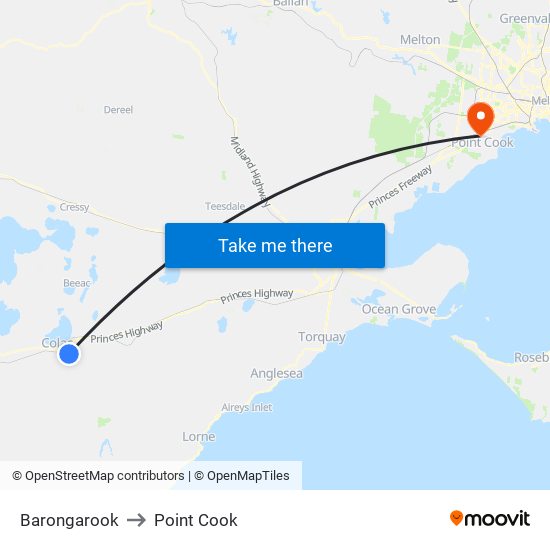 Barongarook to Point Cook map