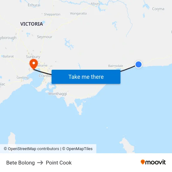 Bete Bolong to Point Cook map