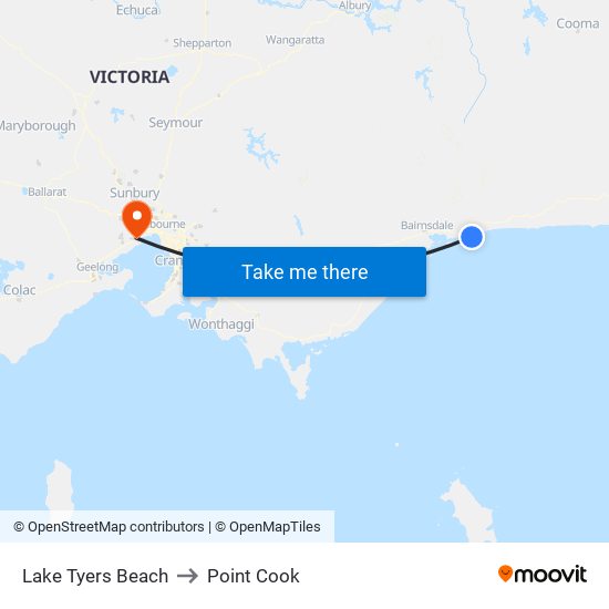 Lake Tyers Beach to Point Cook map