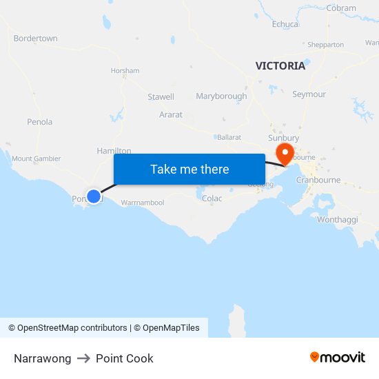 Narrawong to Point Cook map