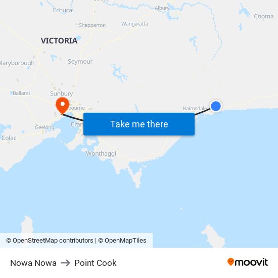 Nowa Nowa to Point Cook map