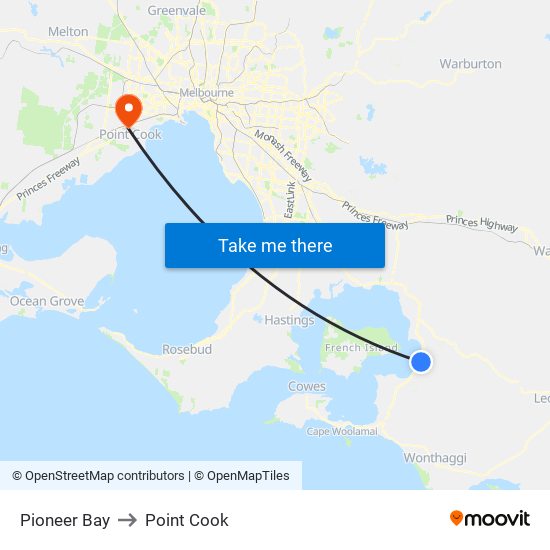 Pioneer Bay to Point Cook map