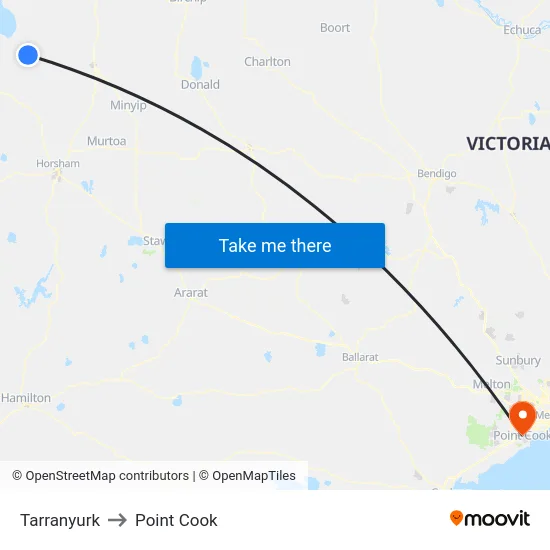 Tarranyurk to Point Cook map