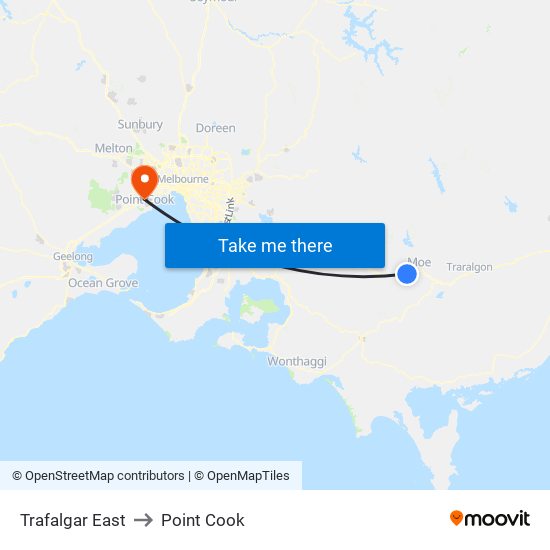 Trafalgar East to Point Cook map