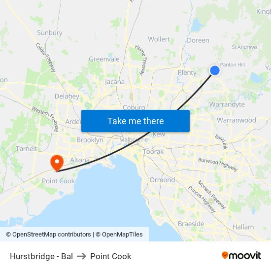 Hurstbridge - Bal to Point Cook map