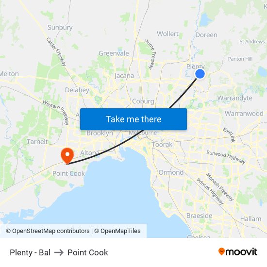 Plenty - Bal to Point Cook map