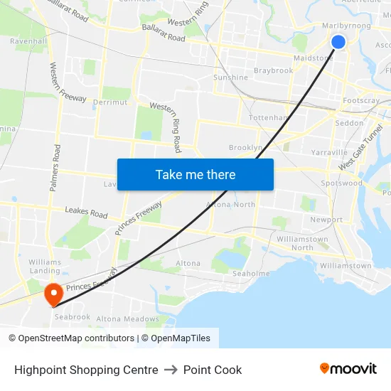Highpoint Shopping Centre to Point Cook map