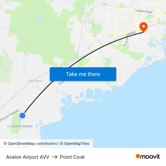 Avalon Airport AVV to Point Cook map