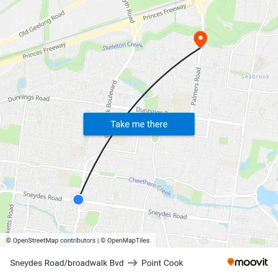 Sneydes Road/broadwalk Bvd to Point Cook map