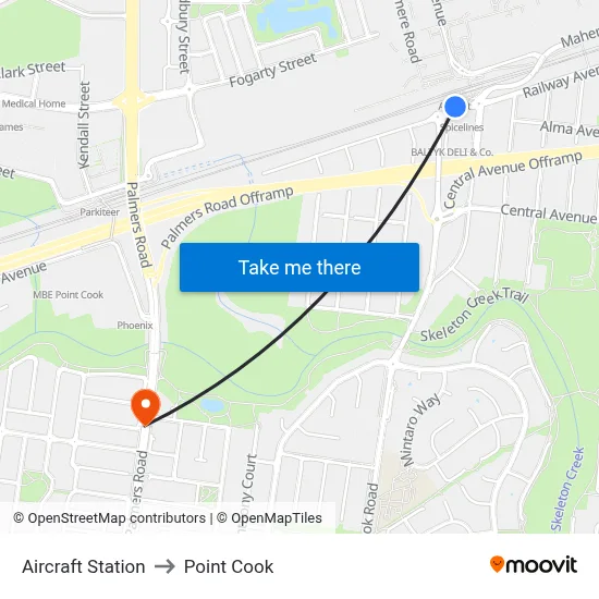 Aircraft Station to Point Cook map