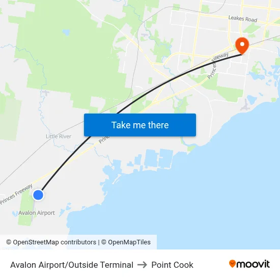 Avalon Airport/Outside Terminal to Point Cook map