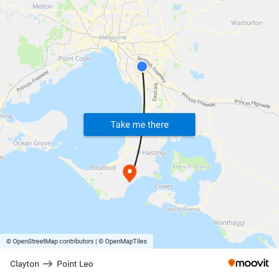Clayton to Point Leo map