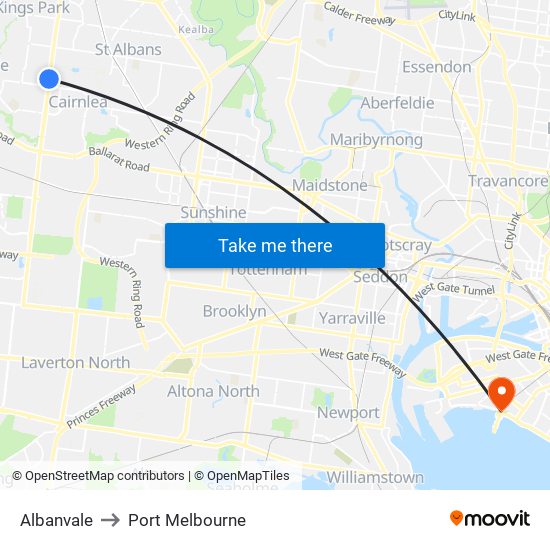 Albanvale to Port Melbourne map