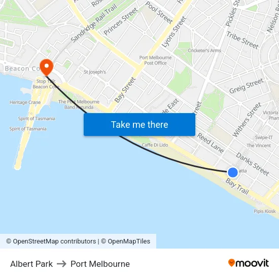 Albert Park to Port Melbourne map