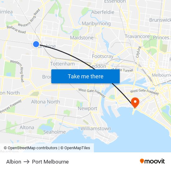 Albion to Port Melbourne map