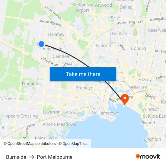 Burnside to Port Melbourne map