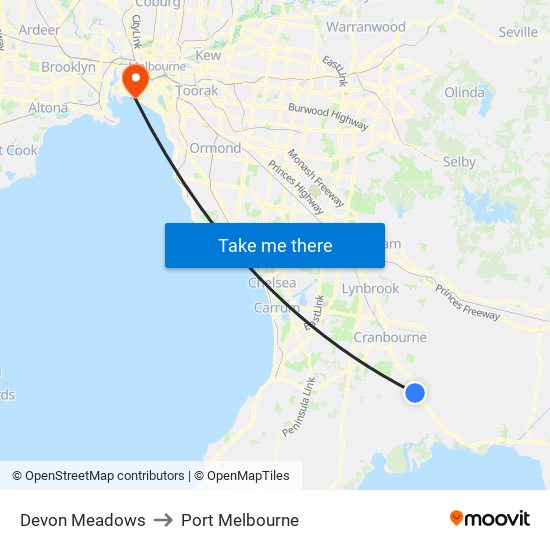 Devon Meadows to Port Melbourne map