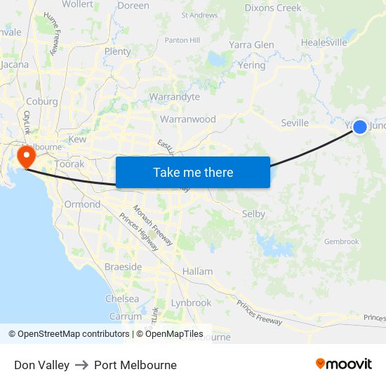 Don Valley to Port Melbourne map