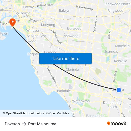 Doveton to Port Melbourne map