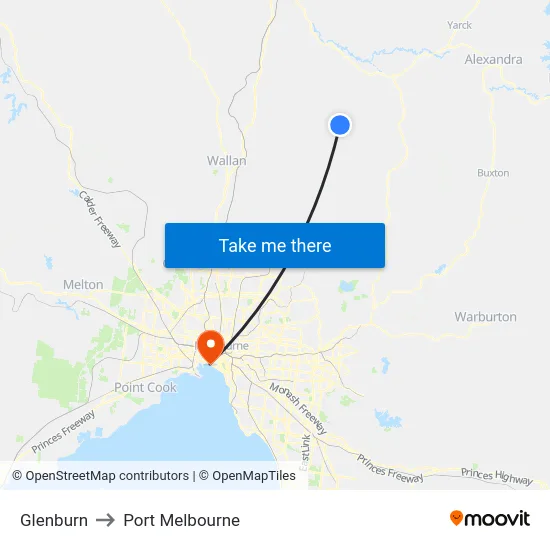 Glenburn to Port Melbourne map