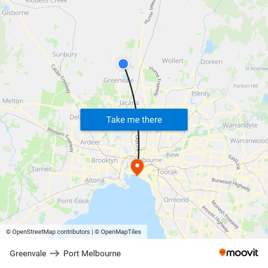 Greenvale to Port Melbourne map