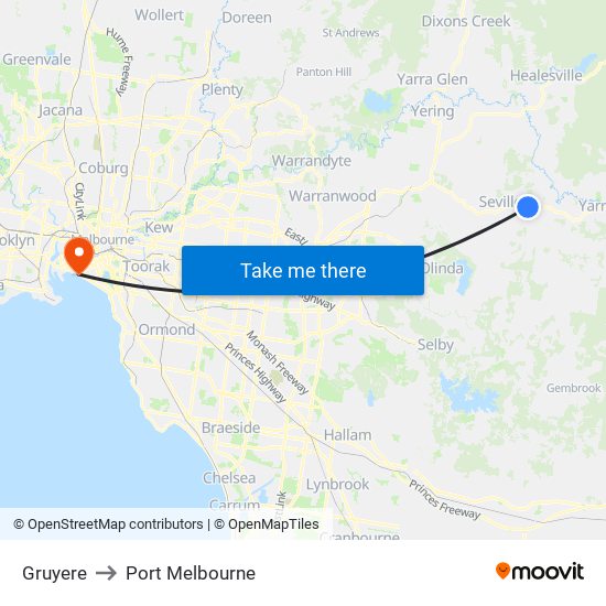 Gruyere to Port Melbourne map