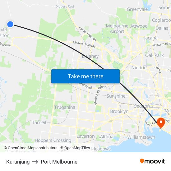 Kurunjang to Port Melbourne map