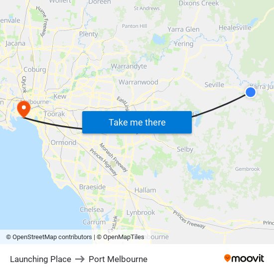 Launching Place to Port Melbourne map