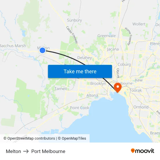 Melton to Port Melbourne map