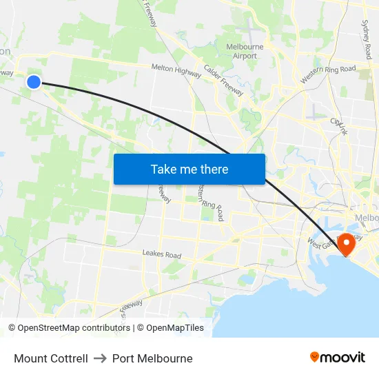 Mount Cottrell to Port Melbourne map