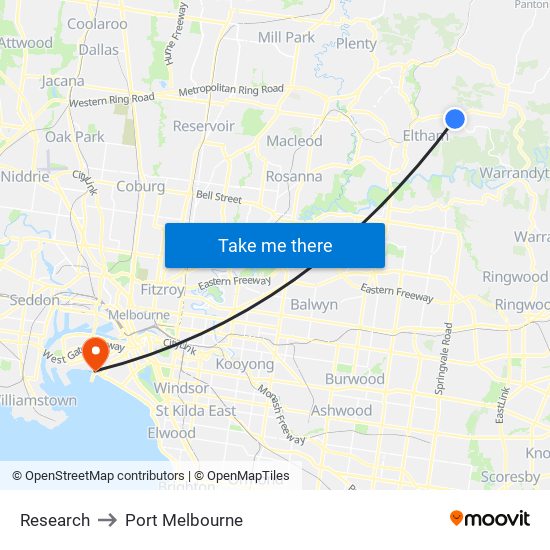 Research to Port Melbourne map