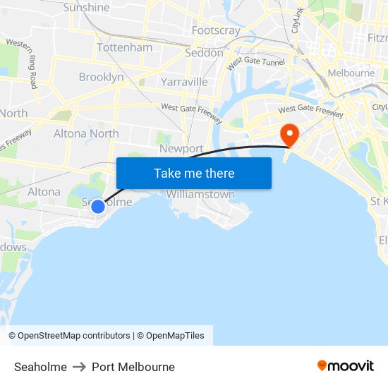 Seaholme to Port Melbourne map