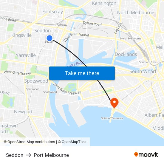 Seddon to Port Melbourne map