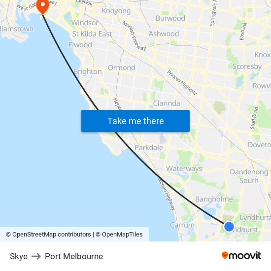 Skye to Port Melbourne map