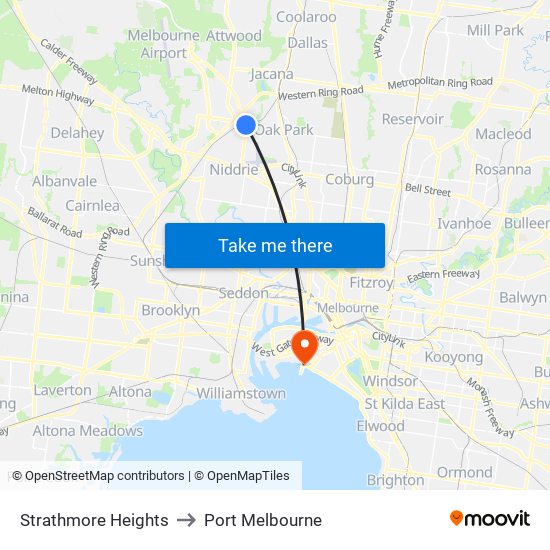 Strathmore Heights to Port Melbourne map