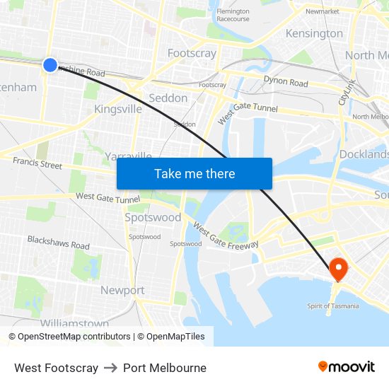 West Footscray to Port Melbourne map