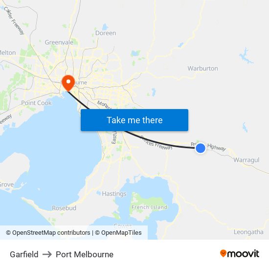 Garfield to Port Melbourne map