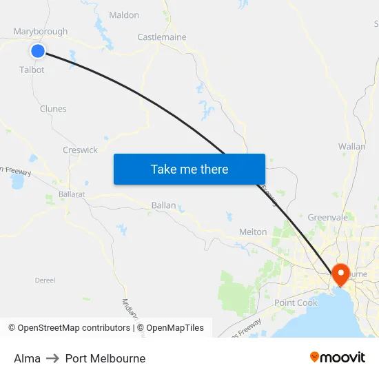 Alma to Port Melbourne map