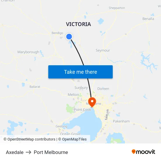 Axedale to Port Melbourne map