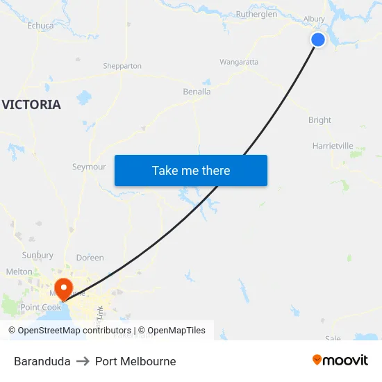 Baranduda to Port Melbourne map